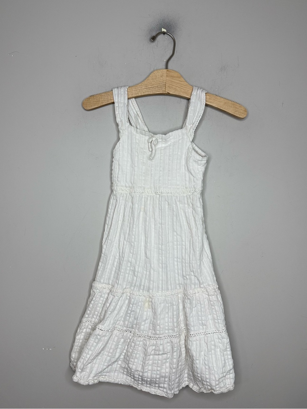 $16 ADD ON Zara dress Tiered white Girls Size 6 janie and jack cotton on kids